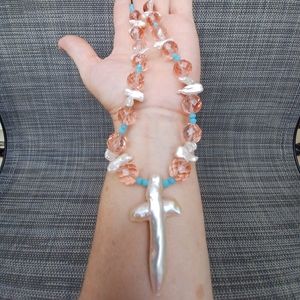 Freshwater Pearl Cross Necklace